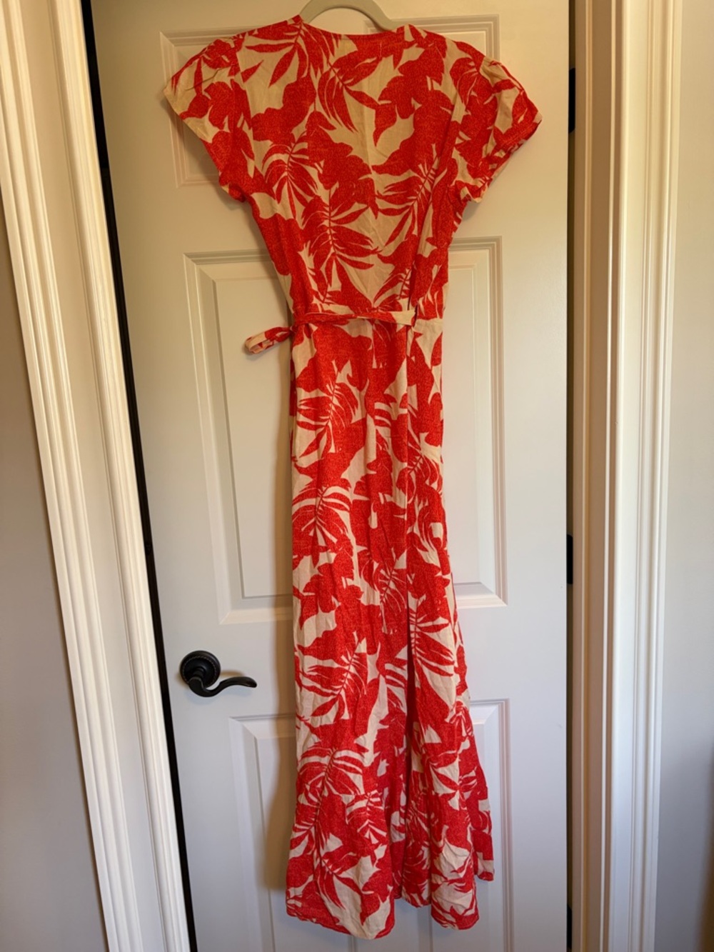 XIX Palms Wrap Maxi Dress in Orange Floral Print - Picture 5 of 5